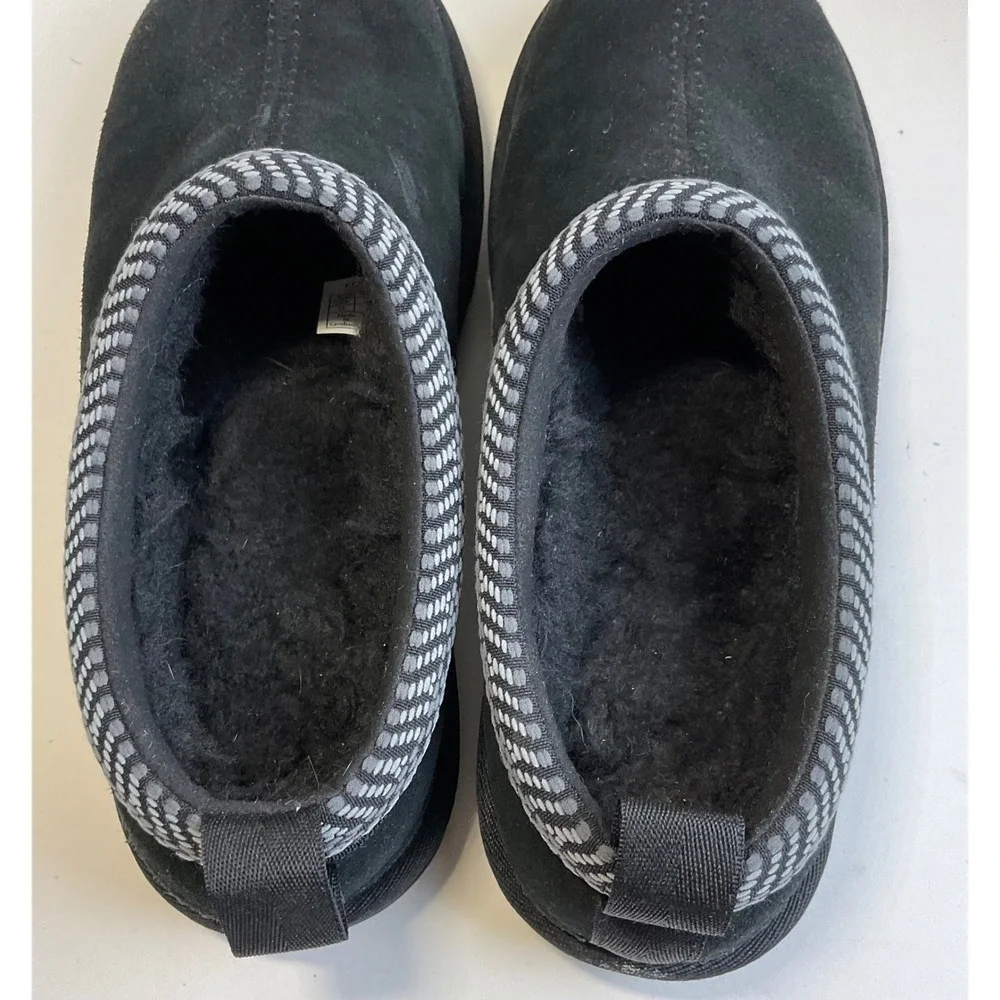 Koolaburra by UGG Tipton Mens Black Suede Faux Fur Lined Slippers Size 10